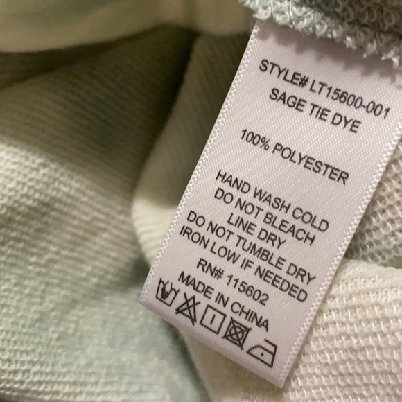 All in Favor Sage Tie Dye Crewneck Puffed Sleeved Sweatshirt Green Medium NEW - Picture 8 of 9